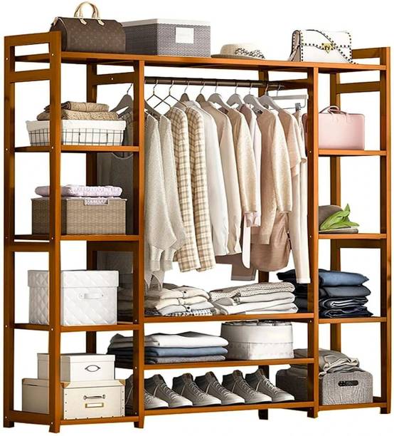 ADA Handicraft Bamboo Heavy Duty Clothe Garment Rack, Free Standing Wardrobe Closet Organizers Bamboo Coat and Umbrella Stand