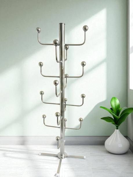 GLOBAL DESIGNERS Stainless steel 5 feet 16 hook helmet holder Multipurpose bag coat helmet hanger Metal Helmet Stand