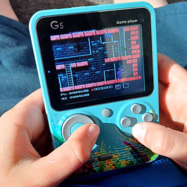 G5 Handheld Game,500IN1 Special For 18+Child Also Connected With TV Blue, grey World Tour Edition