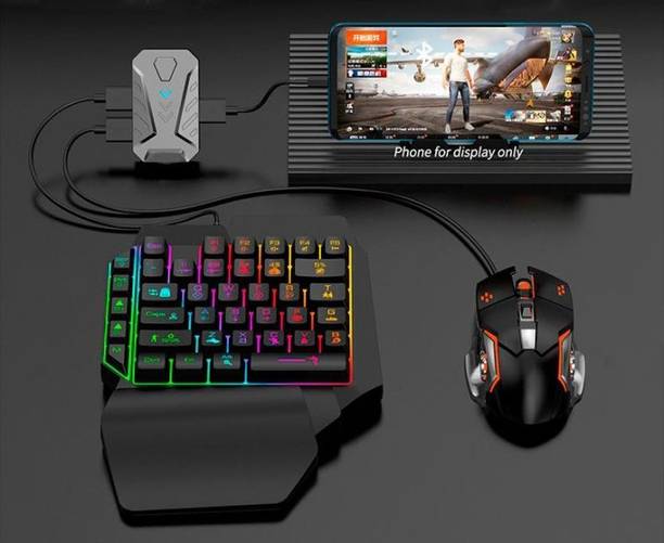 4 in 1 Mobile Game Combo Pack with RGB Mini Gaming Keyboard & Mouse Ultimate Edition with Game Add-On