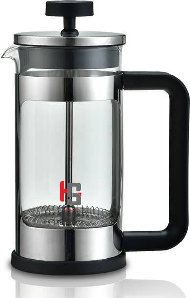 HS WORLD French Press Coffee Maker 350ml, 3-Level Filter, BPA-Free Lid, Sliver Round 2 Cups Coffee Maker