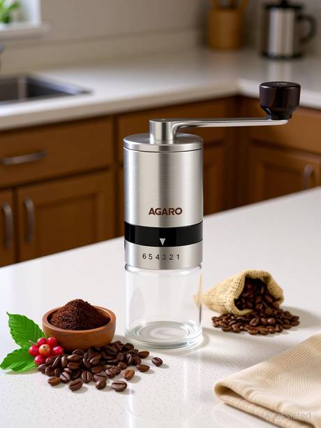 AGARO Elite Manual Ceramic Grinder with Glass jar 6 Cups Coffee Maker