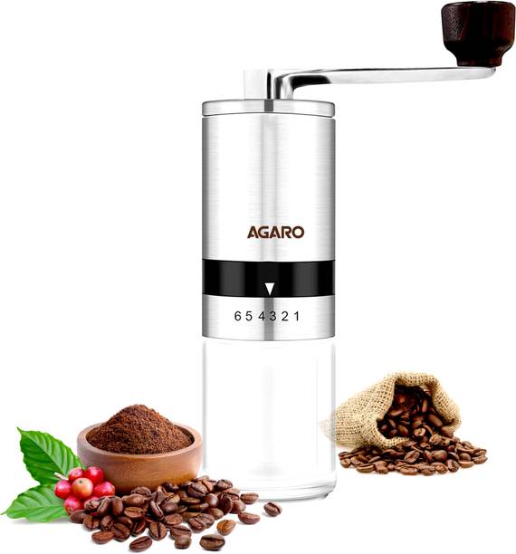 AGARO Elite Manual Ceramic Grinder with Glass jar 6 Cups Coffee Maker