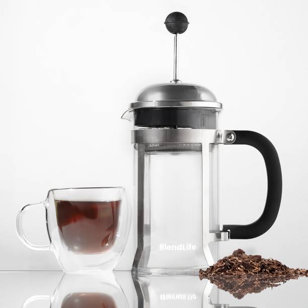 BlendLife French Press Coffee & Tea Maker, 4-Level Filtration System, Glass Carafe - 600ml 2 Cups Coffee Maker