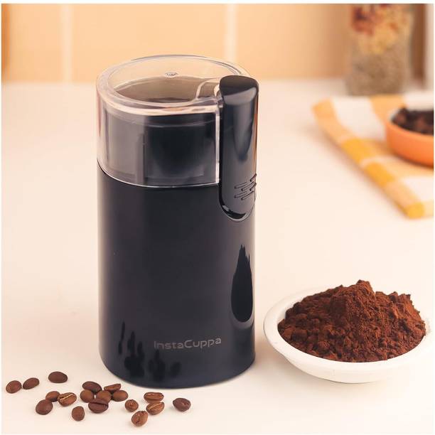 InstaCuppa Electric Coffee Bean Grinder,Stainless Steel Blade and Interior, 80 Grams,150W 10 Cups Coffee Maker