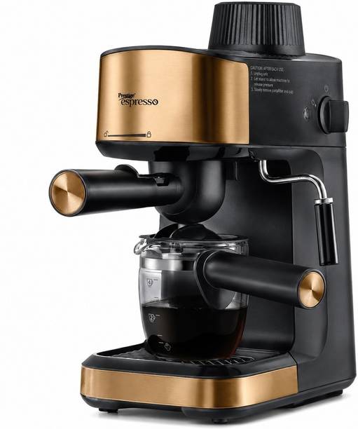 Prestige 41152 Espresso|Detachable Drip Tray|Built-In Milk Frother|1 Year Warranty 4 Cups Coffee Maker