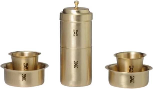 HITHA WELLNESS BRASS COFFEE 5 PIECE SET - 150 ml 2 Cups Coffee Maker