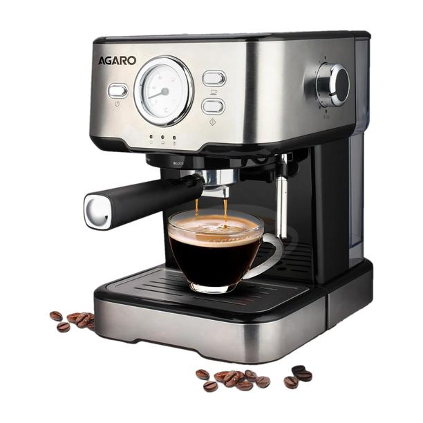 AGARO Imperial Espresso Coffee Maker, Coffee Machine, 15 Bars, With Foaming Milk, Frother Wand for Espresso, Cappuccino, Latte and Mocha, Steam, Adjustable Milk Frothing and Double Temperature Control System,1100W 6 Cups Coffee Maker