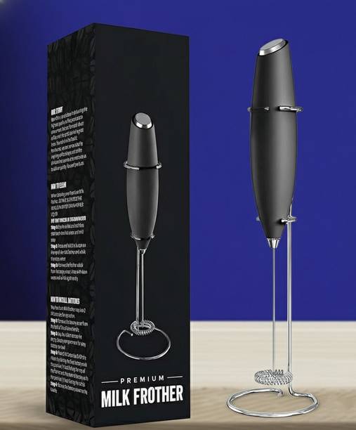 NIBBIN Milk Frother with Holder and Batteries – Ideal for Coffee, Latte, and Cappuccino 10 Cups Coffee Maker