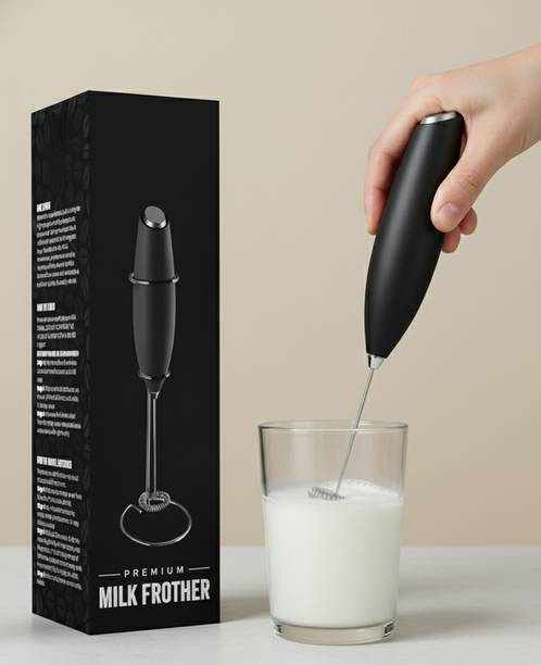 NIBBIN Coffee Maker Battery-Powered Milk Frother with Stand and Whisk – Sleek Black 10 Cups Coffee Maker