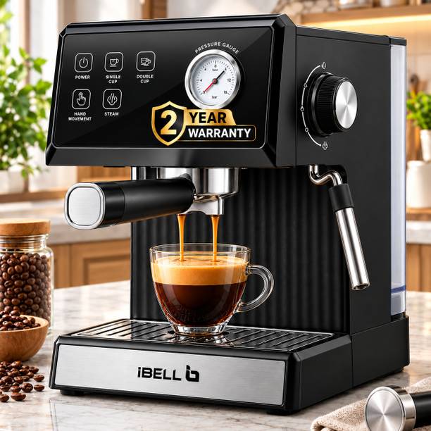 iBELL BARISTAMAX300 Coffee Maker, 1200W, Touch Controls, 20 Bar Pump, Steam Wand,1.8 L Coffee Maker
