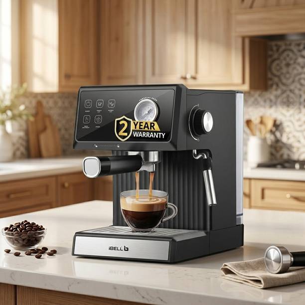 iBELL BARISTAMAX300 Coffee Maker, 1200W, Touch Controls, 20 Bar Pump, Steam Wand,1.8 L Coffee Maker