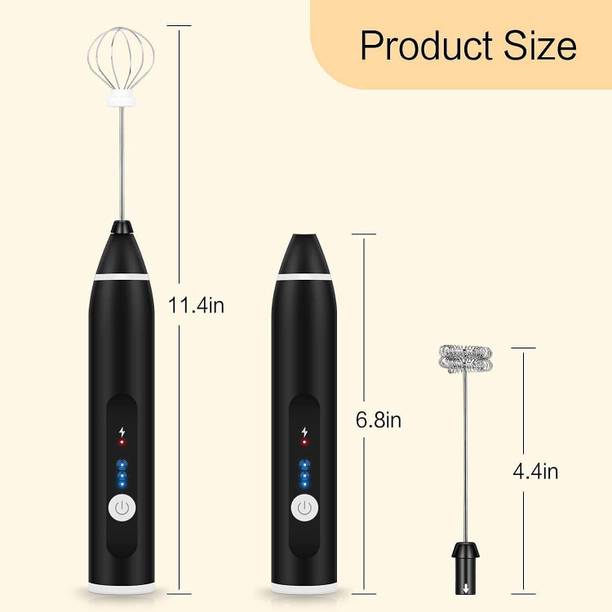Sai Rechargeable Electric Milk Frother 3-Speed Coffee Mixer with Egg Whisk Personal Coffee Maker