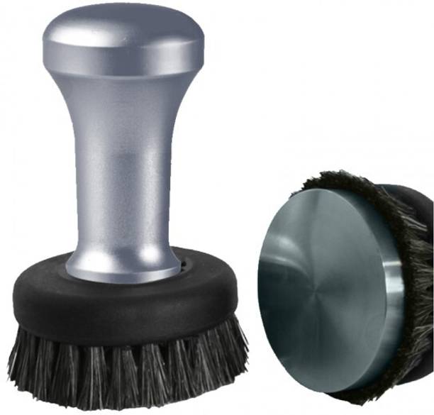 Dvg LEO COFFEE TAMPER, GUN METAL HANDLE WITH PORTAFILTER CLEANING BRISTLES(DIA 53MM) Coffee Maker
