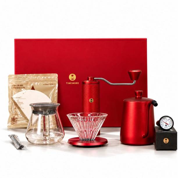 TIMEMORE Coffee Kit: C5 Grinder, Dripper, 300ml Server, Kettle & Filters 2 Cups Coffee Maker