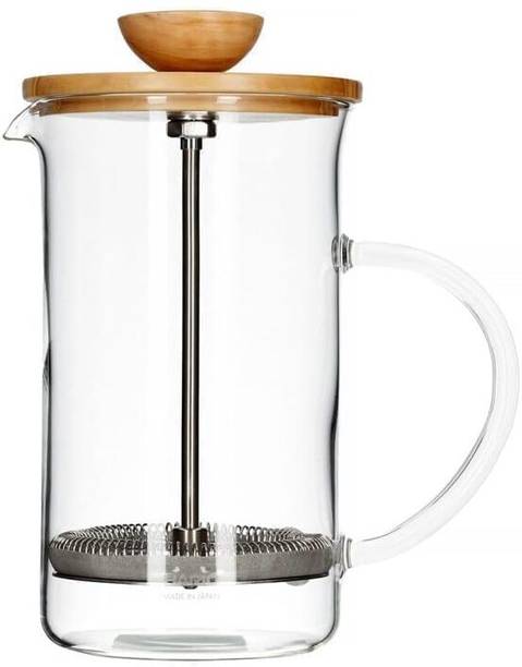Zennity French Press Coffee Maker with Wooden Lid & Cork Base Glass 8 Cups Coffee Maker