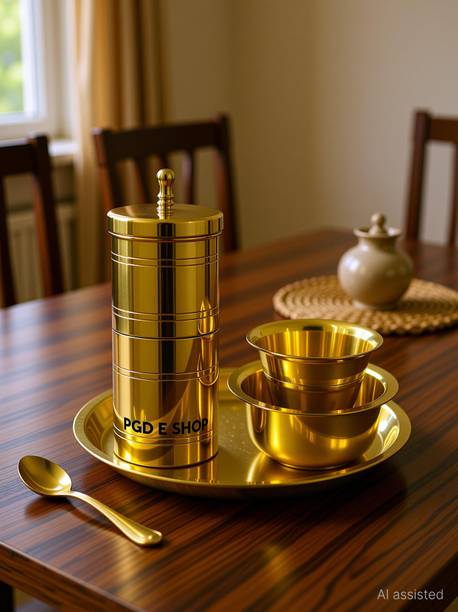 Pappa Brass Filter Coffee Maker with dhabara Set | Kumbakonam Degree Coffee 4 Cups Coffee Maker