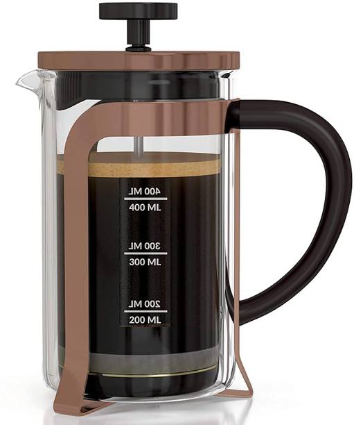 InstaCuppa French Press 350 ML, 4 Part Superior Filtration System, Borosilicate Carafe 4 Cups Coffee Maker