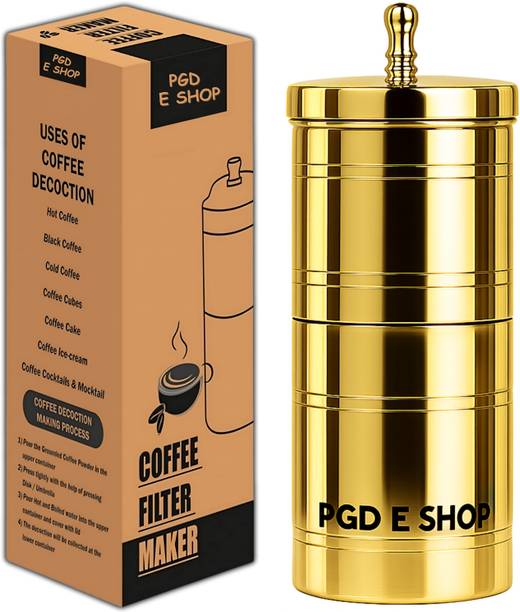 PGD Traditional Brass coffee filter | South Indian Drip Style Decoction Liquid Maker 4 Cups Coffee Maker
