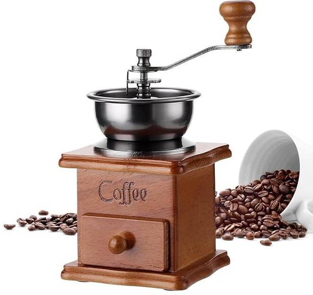 Kagbeni Vintage Hand Crank Coffee Grinder with Adjustable Grind Selector 10 Cups Coffee Maker