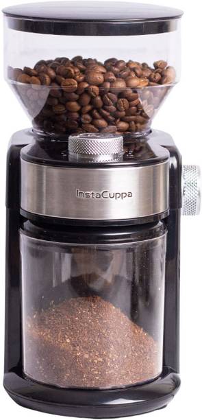 InstaCuppa Electric Coffee Grinder with Metallic Flat Burr Grinder System,16 Grind Settings 12 Cups Coffee Maker