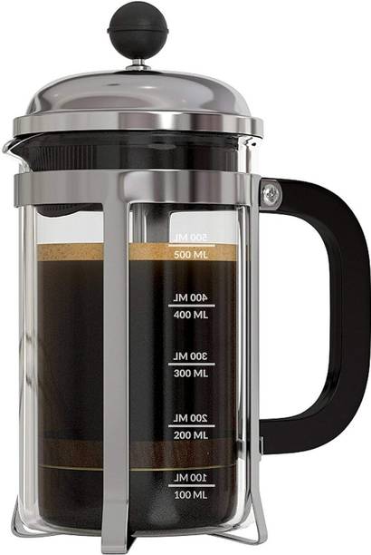 InstaCuppa French Press 600ml with 3 Part Superior Filter BPA Free Borosilicate Glass Carafe Heat Resistant Handle 6 Cups Coffee Maker