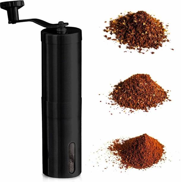 InstaCuppa Manual Coffee Grinder with Adjustable Setting - Conical Burr Mill & Brushed Stainless Steel - Burr Coffee Grinder for Aeropress, Drip Coffee, Espresso, French Press, 6 Cups Coffee Maker