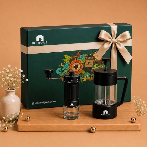 KOFIHAUS Coffee Brewing Kit with Manual Grinder & French Press | Premium Set Personal Coffee Maker