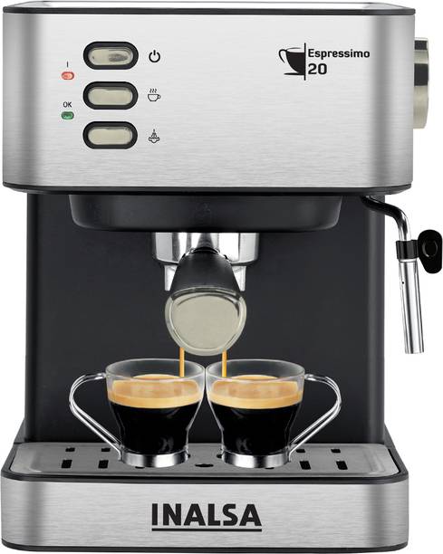 Inalsa Espressimo 20 Bar Coffee Maker,2 Yr Warranty,Transparent & Removable Water tank 2 Cups Coffee Maker