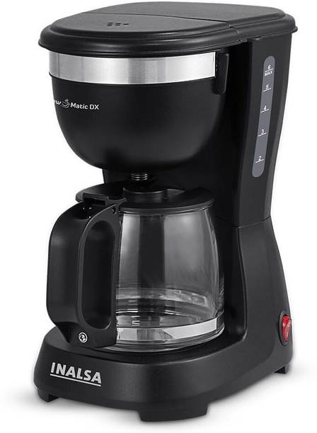 Inalsa Brew Matic DX |Anti Drip|See Through 680ml Carafe|630ml Water Tank |650W 6 Cups Coffee Maker