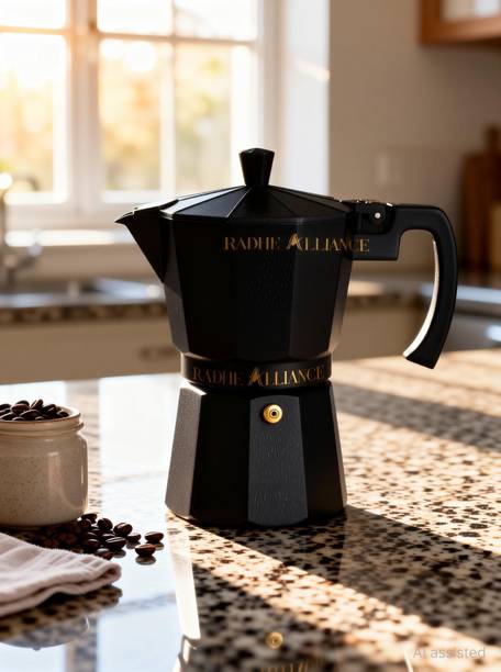 RADHE ALLIANCE Classic Moka Pot, Stovetop,Espresso Coffee Maker, 300ML, Premium Aluminium Built Personal Coffee Maker
