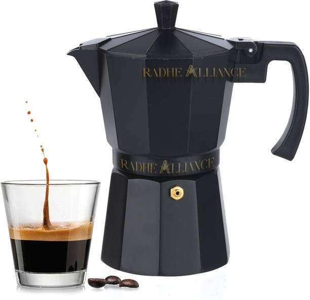 RADHE ALLIANCE Classic Moka Pot, Stovetop,Espresso Coffee Maker, 300ML, Premium Aluminium Built Personal Coffee Maker