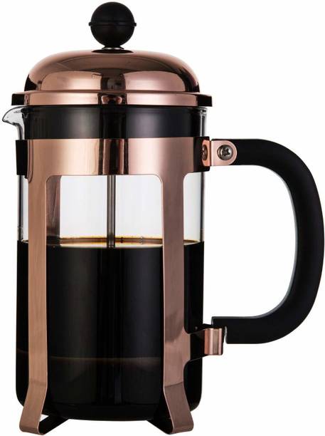 InstaCuppa French Press 600ml with 4 Part Superior Filter BPA Free Borosilicate Glass Carafe Heat Resistant Handle Copper 6 Cups Coffee Maker