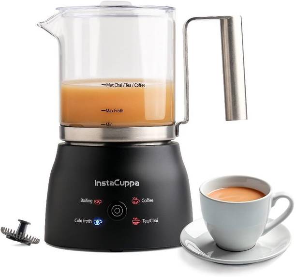 InstaCuppa Automatic Tea Maker, Brew Indian Chai Without Spills, 4 Modes, 600ml Glass Jar 10 Cups Coffee Maker