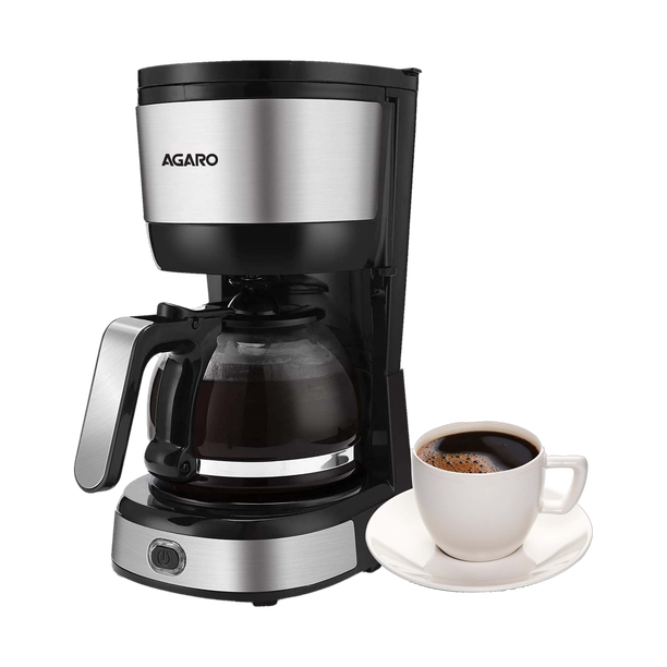 AGARO Royal Water tank with Level Indicator, Brewer Machine with Cone Filter, Auto Shut Off, Steel Body 6 Cups Coffee Maker