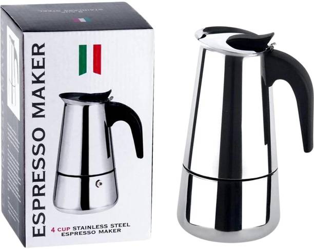 VIMOSW Stainless Steel Induction Base Espresso, Moka Pot,- 200 ML 4 Cups Coffee Maker