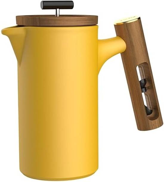 Lector Polaris French Press Coffee Maker 600ML Ceramic Tea Brewer with WoodenHandle&Lid 3 Cups Coffee Maker