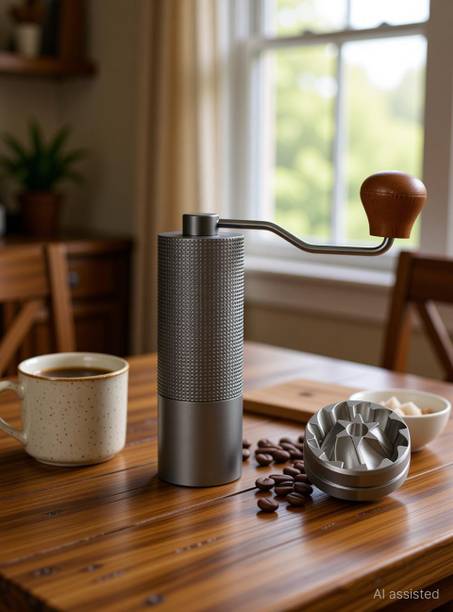 HANNEA Coffee Grinder Machine Full Metal Manual Coffee Bean Grinder 10 Cups Coffee Maker