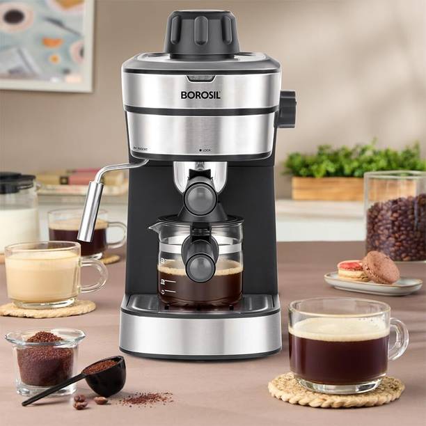 BOROSIL Brewmate Espresso Coffee Maker with Drip Tray, 4 Cup (240ml) Capacity 4 Cups Coffee Maker
