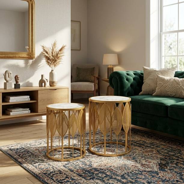 The Merchant Store The Merchant Store SET OF 2 PC Laser Cut Design Modern Premium Metal Coffee Table