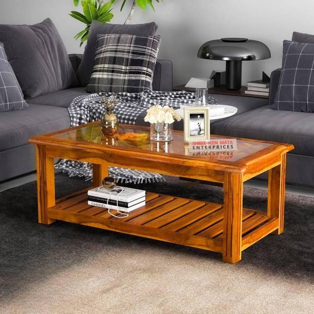 Shree Jeen Mata Enterprises SJME Solid Sheesham Wood Coffee Table/Center Table With Glass For Living Room. Solid Wood Coffee Table