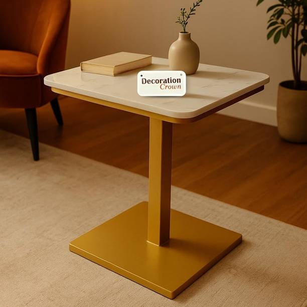 DecorationCrown Marble Laminated Wooden Contemporary Coffee End Table with Golden Metal Frame Metal Coffee Table