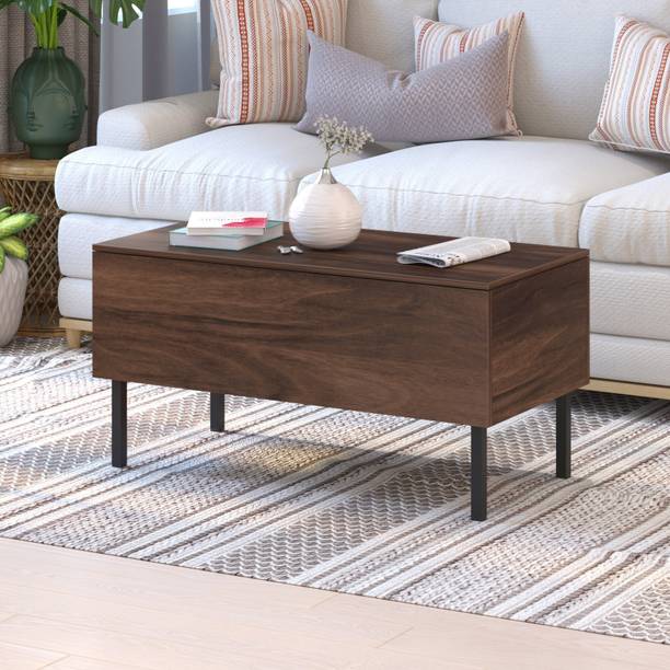 BLUEWUD Kasvon Center Sofa Tea/Teapoy Console Table with Storage Box Engineered Wood Coffee Table