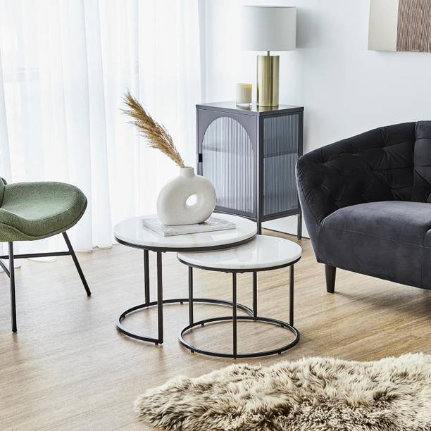 Neon Crafts Neon Crafts Modern Round Nesting Coffee Table for Set of 2 for Living Room Engineered Wood Coffee Table
