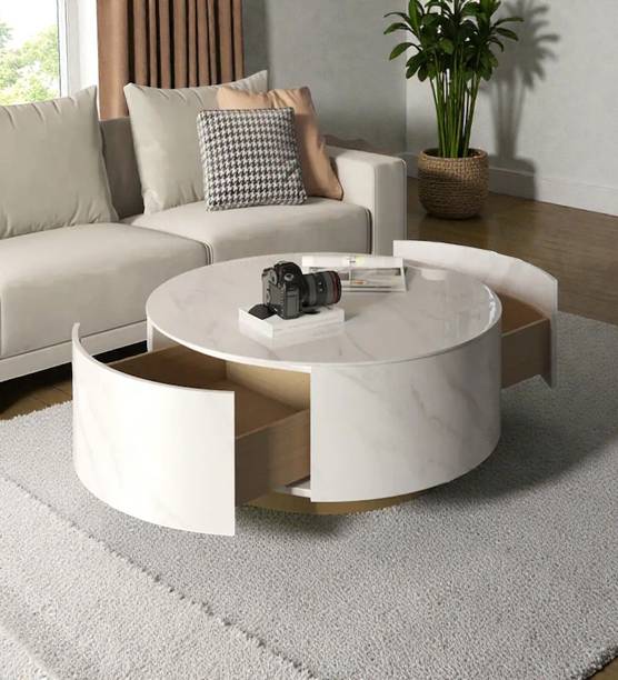 Tanush Furnitures Solen Round Coffee Table in Wood with Smooth Mica Laminate Finish Engineered Wood Coffee Table