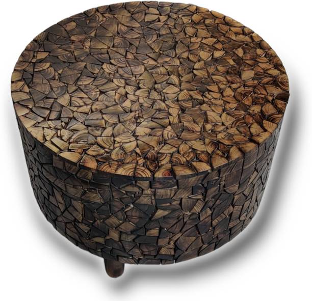manzees Wooden Beautiful Round Shape Centre Table | Antique Bedroom Room Table Engineered Wood Coffee Table