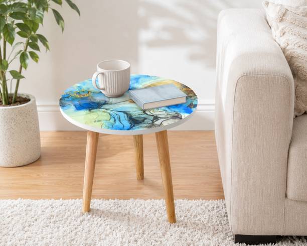 Dime Arts Shoppee Wooden Side Table, Gloss Top with Wood Legs, End Table for Living Room & Bedroom Engineered Wood Coffee Table
