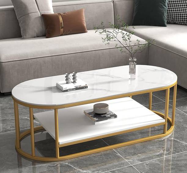 Suhailbrothers Modern Middle Table, Living Room with Shelf, Oval Coffee Table Engineered Wood Coffee Table