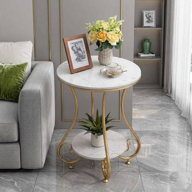 MH Enterprises Luxury Marble Finish Metal Side Table Series Engineered Wood Coffee Table