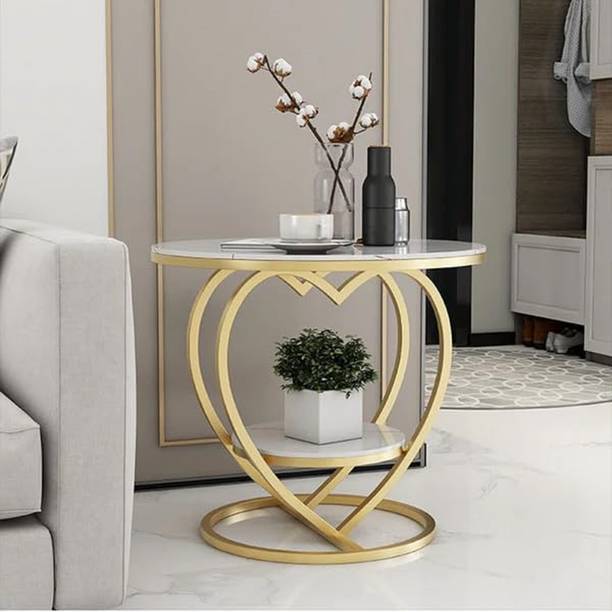Janta Superemo Modern 19.7" Marble Round Accent Side Table Engineered Wood Coffee Table